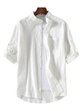 Men's Plus Size Casual Loose Fit Button Up Shirt